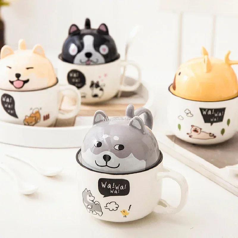 Cartoon Animal Ceramic Coffee Cup Creative  Shiba Inu Cat Couple Ceramic Cup Home Decoration Glass Breakfast Milk Cup