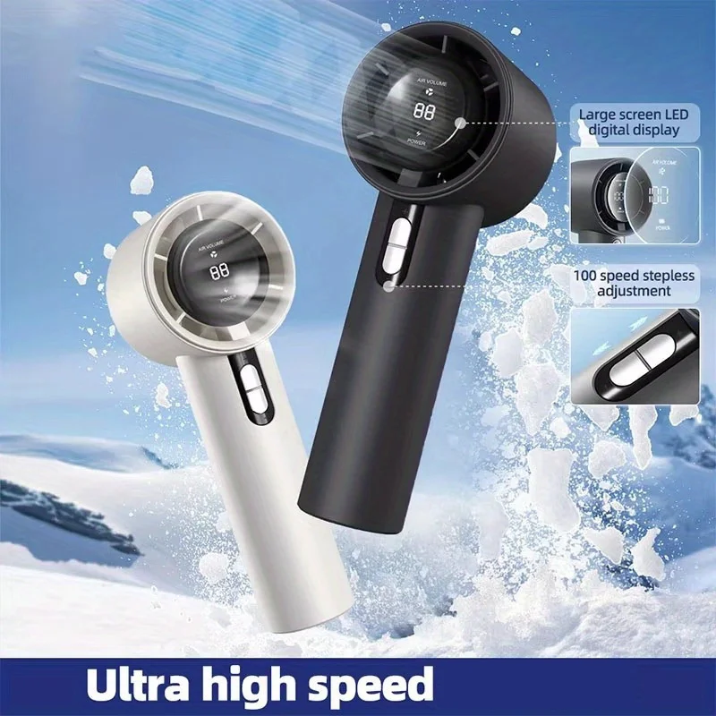 

Portable compact high-speed cooling fan, handheld fan, USB rechargeable mini hair dryer, high-power small fan, 3000mAh battery,