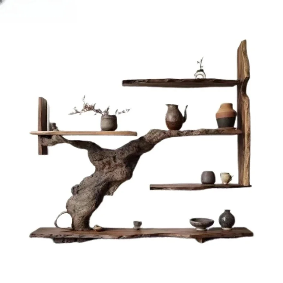 Camphor wood new Chinese Bogu rack retro solid wood Bogu rack creative characteristic ornament furniture