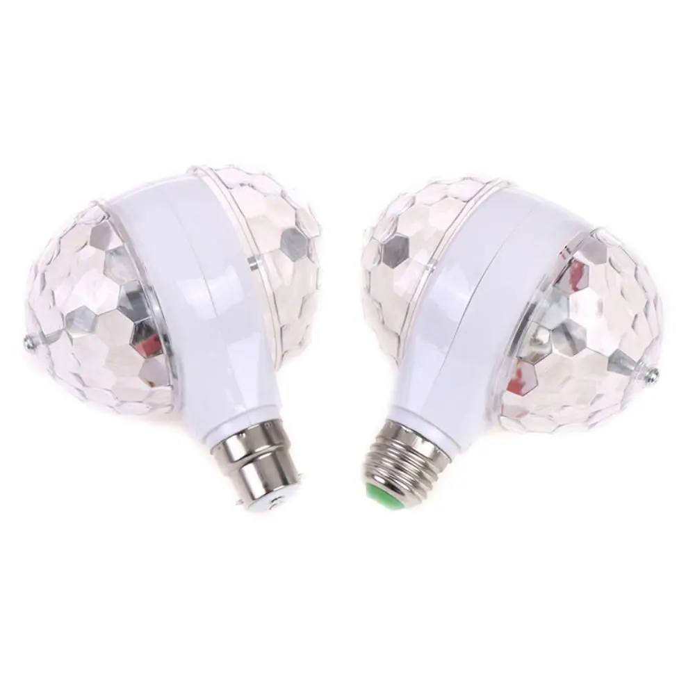 6W AC85-265V E27 LED Bulb Dual Head Auto Rotating Disco Lights Creative Portable Crystal Strobe RGB Lamp Birthday