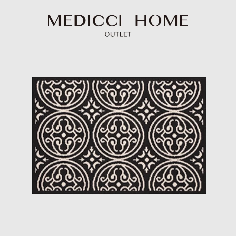 

Medicci Home Modern Retro Twist Vines Tiles Scrolls Black Area Rug High Quality Textured Carpet For Bedroom Dorm and Living Room