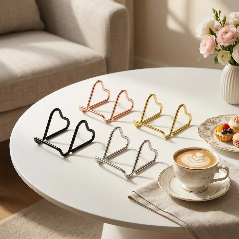 Heart Shape Business Card Holder Metal Minimalist Card Display Stand decorative Multifunctional Desk Bracket Office Gift