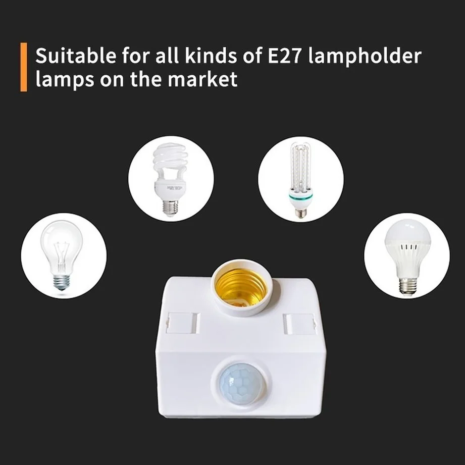 LED Bulb Light E27 Base PIR Motion Detector Automatic Human Body Infrared IR Sensor Lamp Holder Wall Lamp Holder Socket