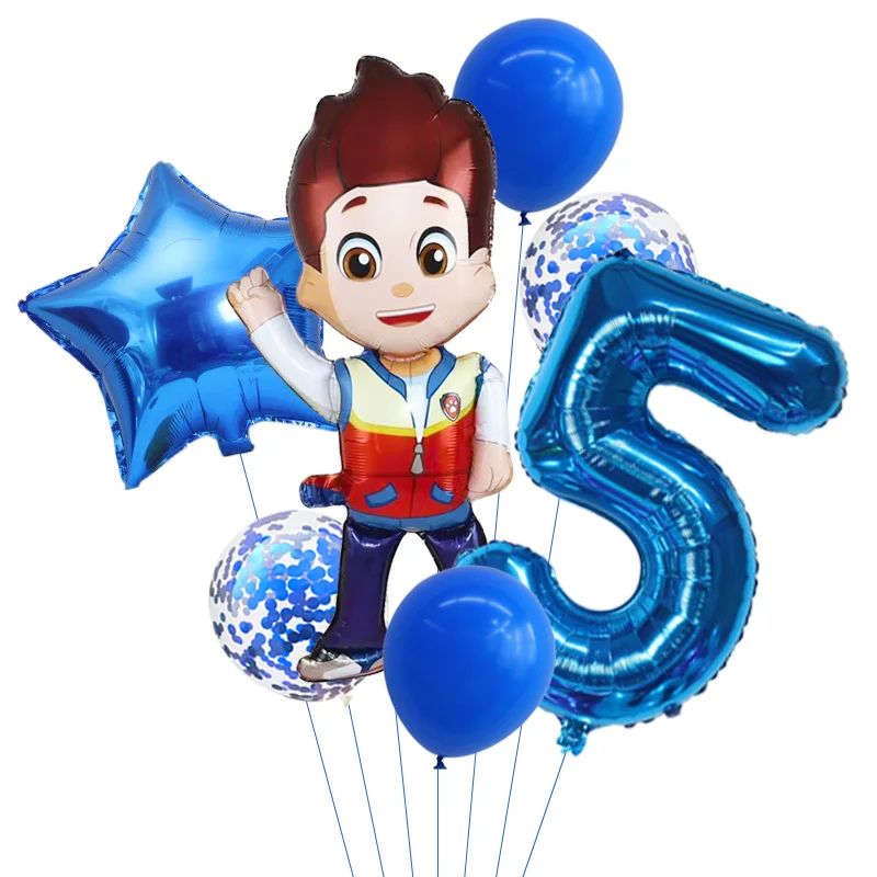 7Pcs Cartoon Paw Patrol Foil Balloon palloncini in lattice Ryder Rocky Zuma Everest Party Decoration Girl Boy Birthday Globos balloon