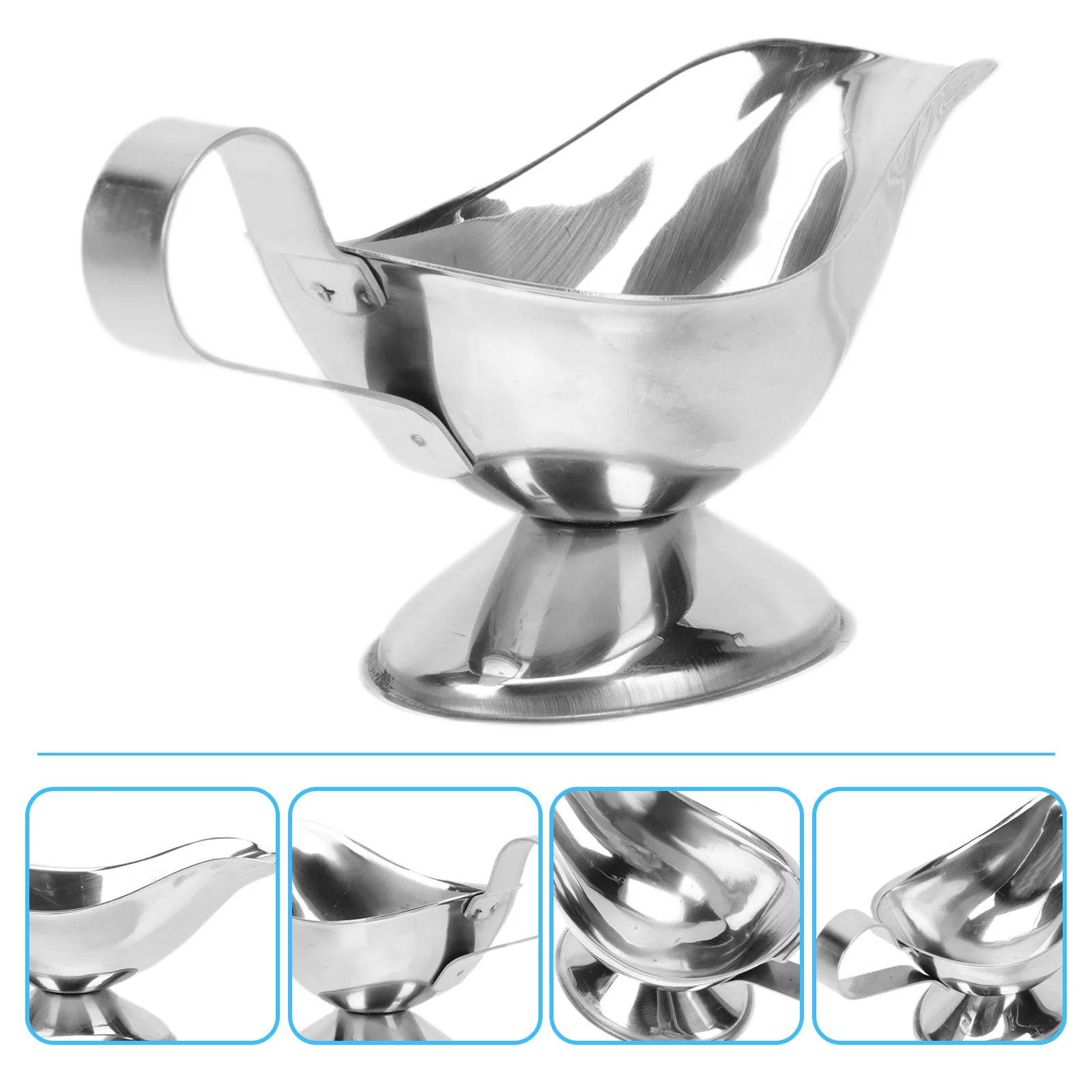 

Boat 90ml Stainless Steel Cup Soy Sauce Holder Steak Sauce Container Gravy Bowls Flavor Cups Dip Condiment Server Kitchen Bar