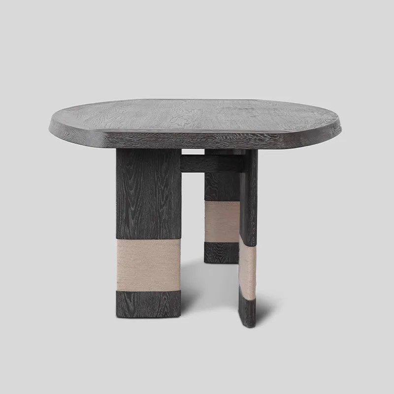 

bnMedieval Style Solid Wood Oak Eco-Friendly Durable Dining Table French Retro Simple Table Chair Combination for Family Dining#