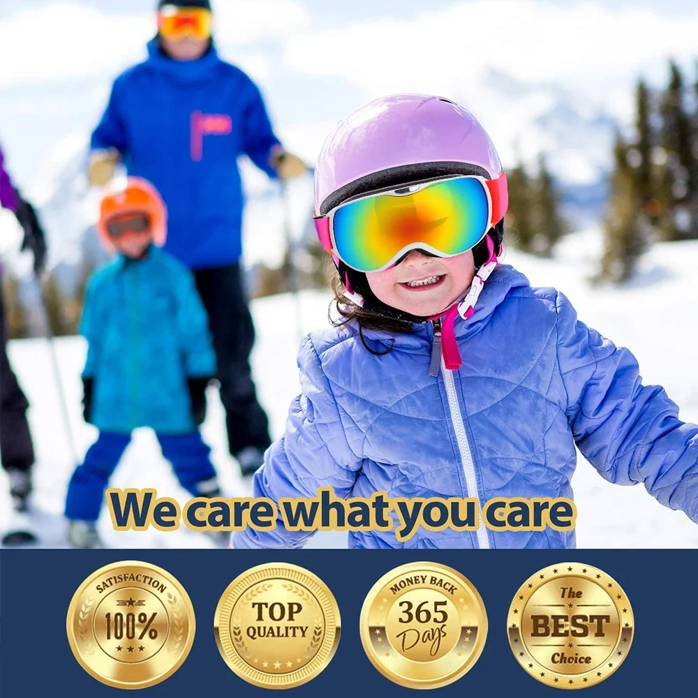 Kids Ski Goggles for Age 4-14 Anti-fog Double Lens UV400 Snow Eyewear Outdoor Sports Winter Snowboard Children Skiing Glasses