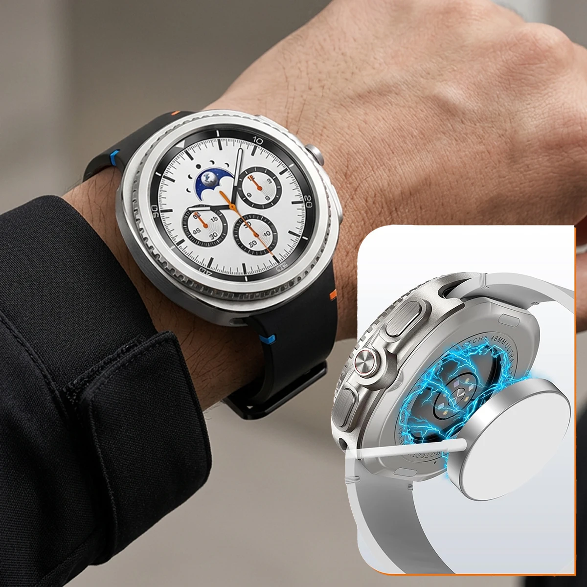 Metal Armor Drop Resistant for Samsung Galaxy Watch 8Classic 46mm Zinc Alloy + PC Case for Galaxy Watch 8Classic Protector Cover