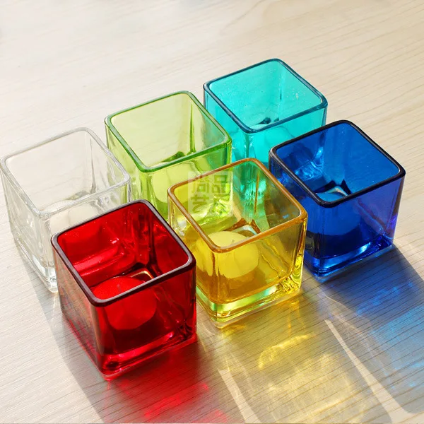 

10pcs Candle Holders Colored Glass Candlestick 6CM Home Bar Candle Jars Table Decoration Candel Holder Wedding Decorations