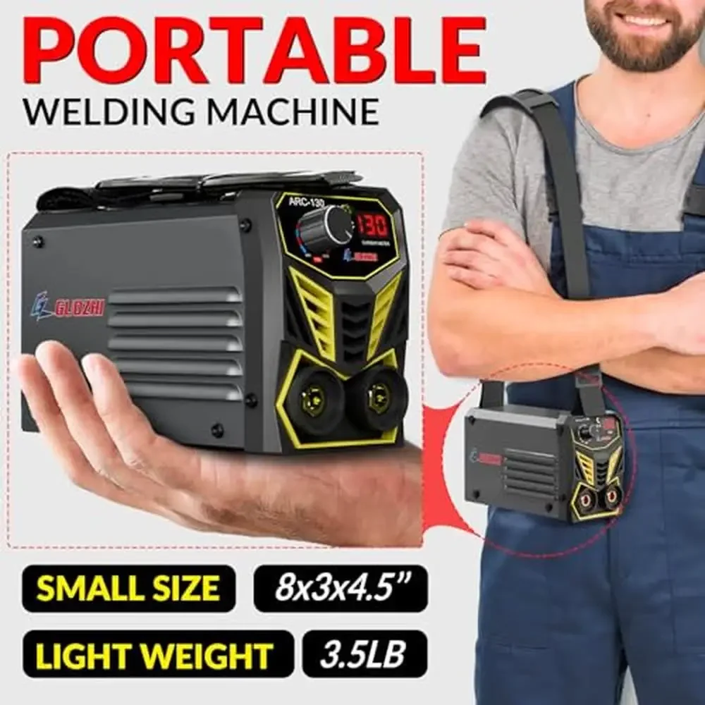 Portable Mini Stick Welder 110V 130A ARC MMA Welding Machine with 10ft Cable Kit Compact Design Lightweight DIY Hobbyists