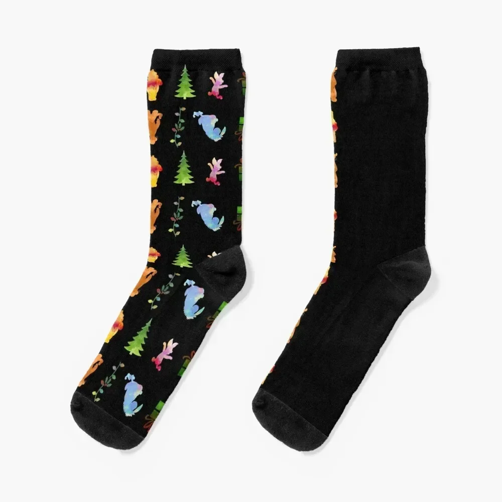 

The Birthday Boy Christmas Pattern Inspired Silhouette Vintage Style Art Socks gift Running snow Boy Socks Women's