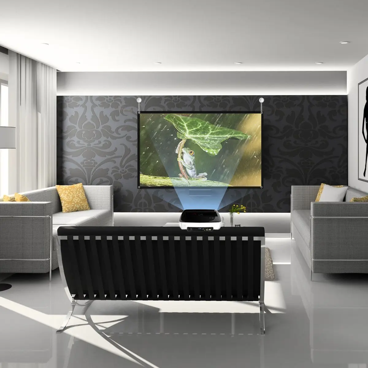 Portable Projection Screen Projector Outdoor Mini Backdrop Cinema Retractable Movie Polyester Cloth for Screens