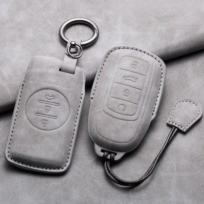 

Leather Car Key Case Protector Cover Remote Fob Holder Keychain for Chery Tiggo 8 Arrizo 5 7 Pro EQ7 5x 3x Tiggo 7 Pro 2020 Gx