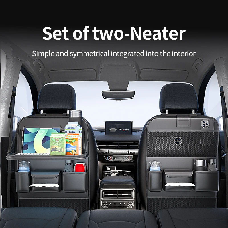 

High Quality Multifunctional Storage Bag For Hongqi Car Seat Backrests With Foldable Tabletop And Multi Compartment Design