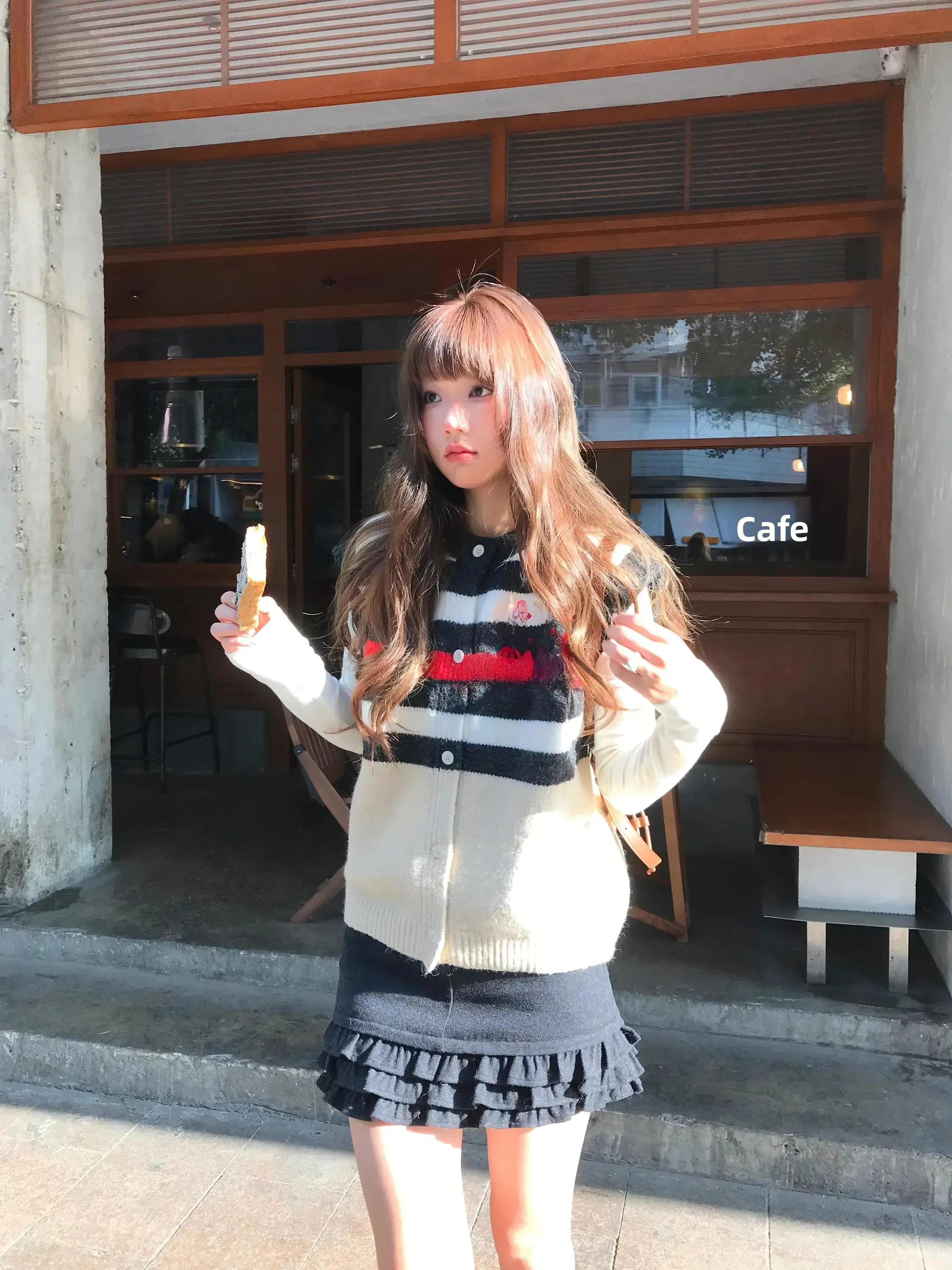 

Early Spring Fashion Set Women's Korean Style Vintage Striped Knitted Cardigan Vest T-Shirt Two-Piece Set Warm Midweight
