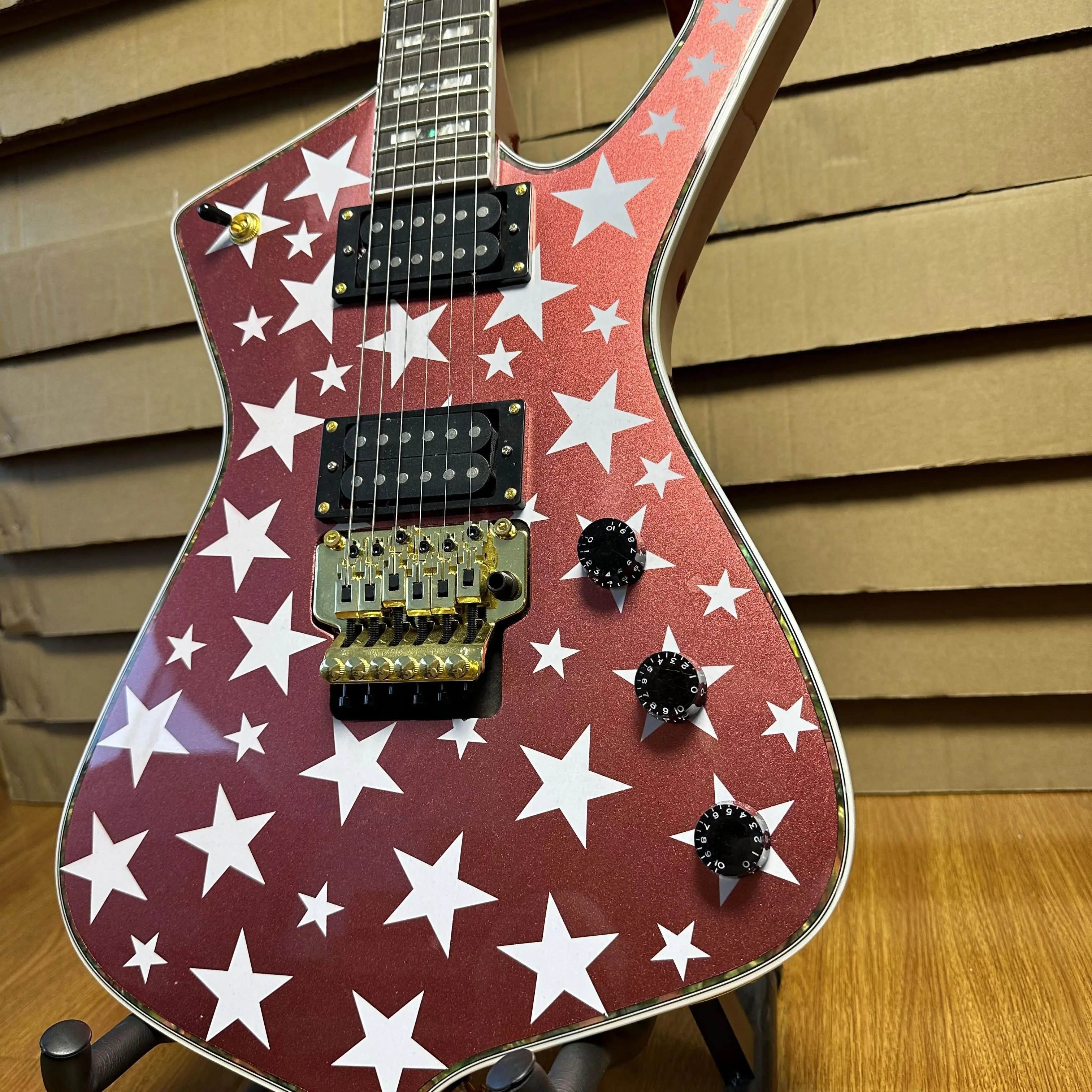 

Iceman Red Electric Guitar 2H Open Pickups Gold Part FR Bridge Free shipping