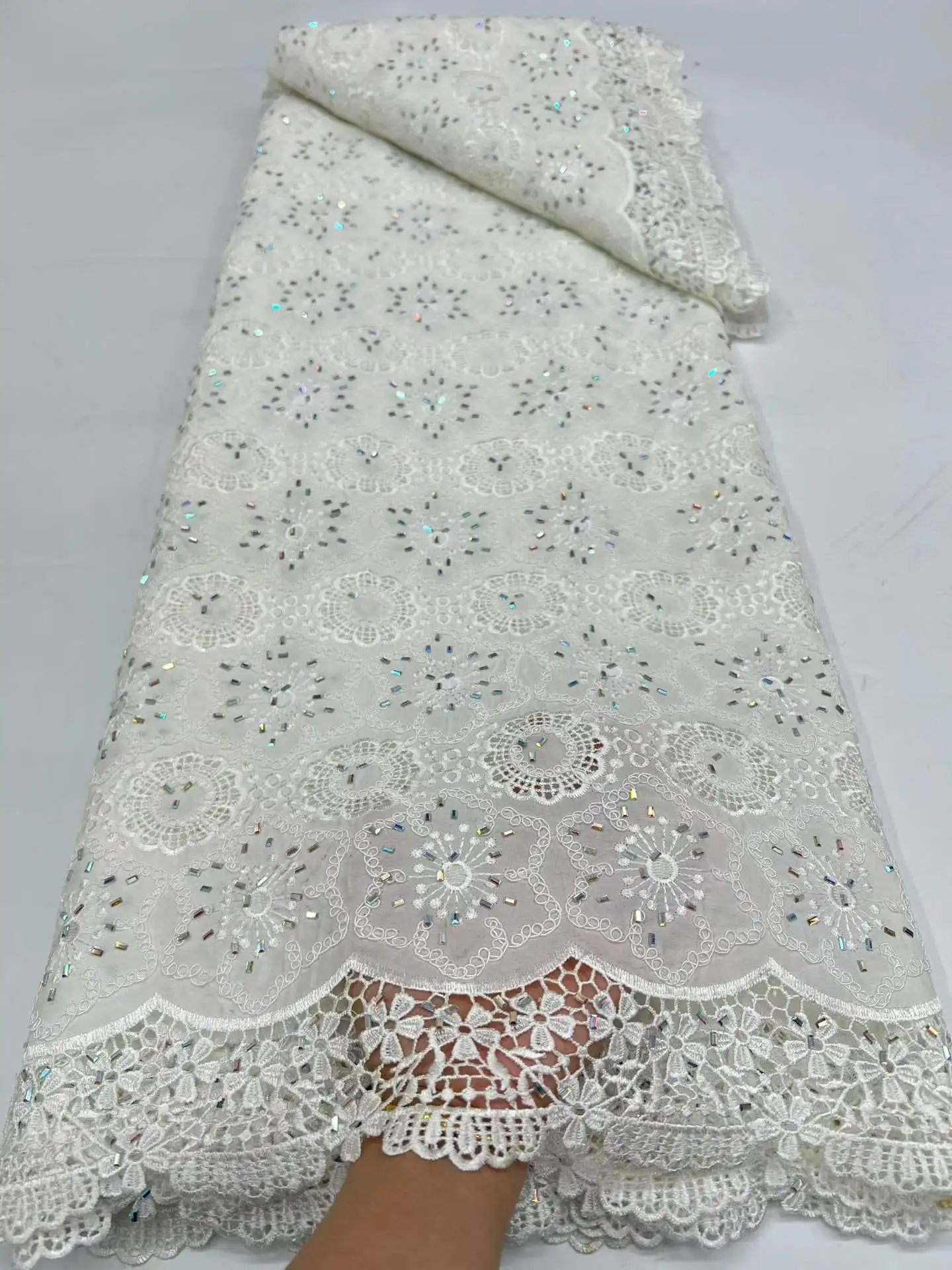 

African Luxury Stone Water Soluble Lace Rhinestones Embroidery Nigerian Net Lace High End Fashion for Women Evening Dress