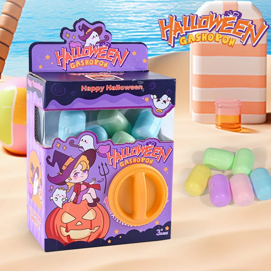 Children's Halloween Twist Egg Machine Fun Egg Toy Mini Claw Arcade Twist Egg Fun Blind Box Toy DIY Puzzle Game Grab Doll