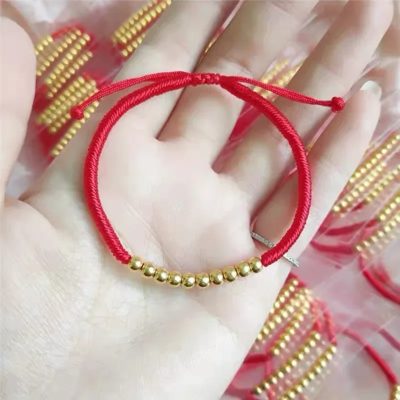 Real 18K Gold Beaded Bracelet AU750 Colorful For Boys And Girls Baby Gift Boutique Jewelry B0032