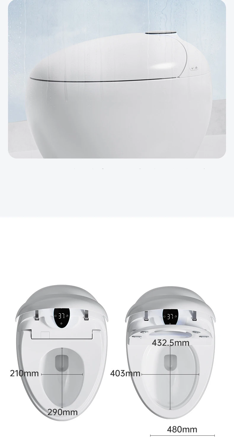 Bagno a forma di uovo Bagno elettrico automatico a filo WC intelligente in ceramica intelligente