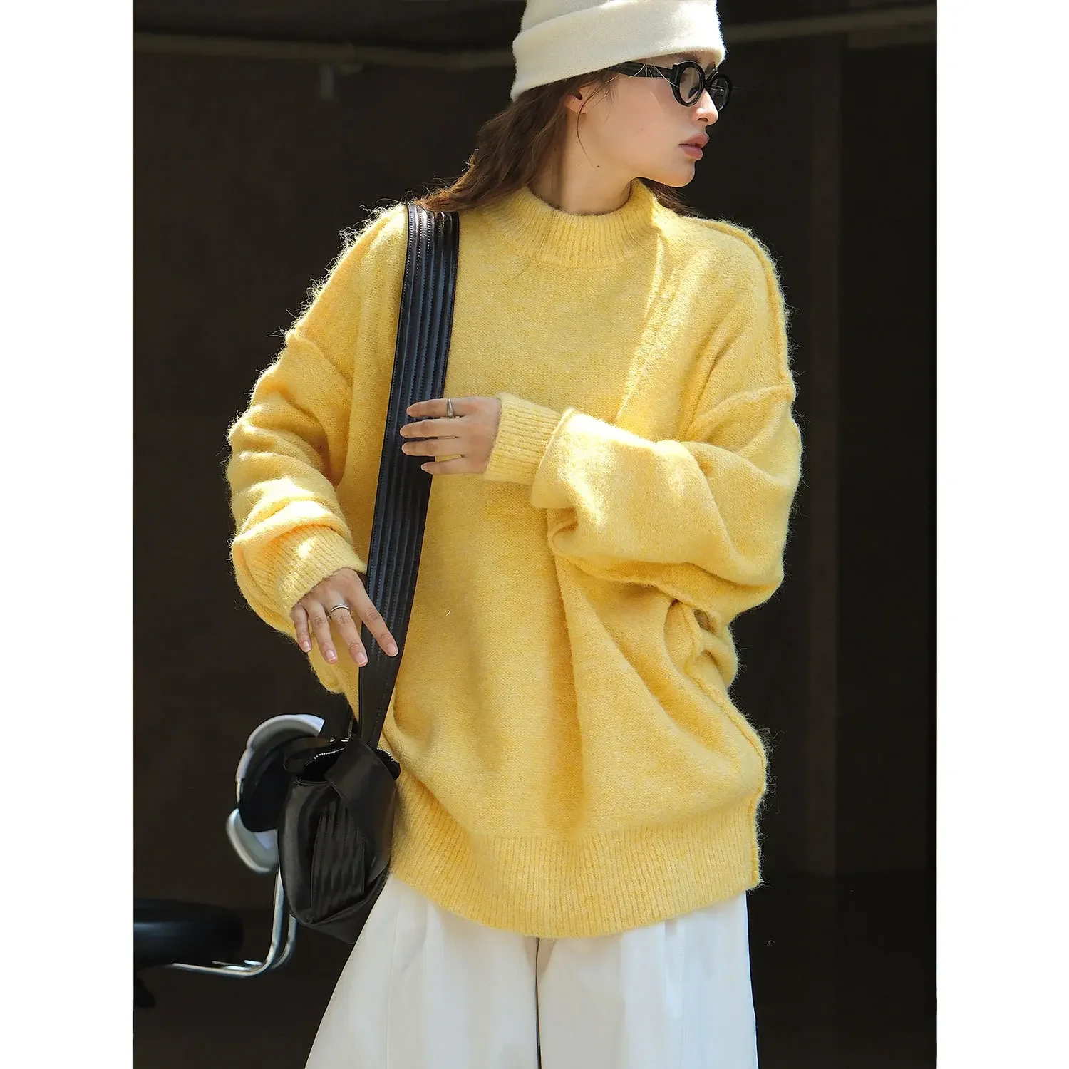 New autumn and winter Korean style lazy pullover wool sweater loose silhouette warm and comfortable top for women