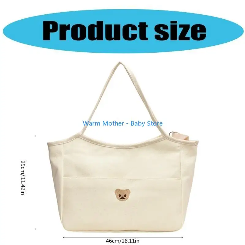 حقيبة حفاضات واسعة للأم حقيبة الأمومة مع تصاميم الدب المطرزة ومقصورات متعددة حقيبة متعددة الوظائف 57QE