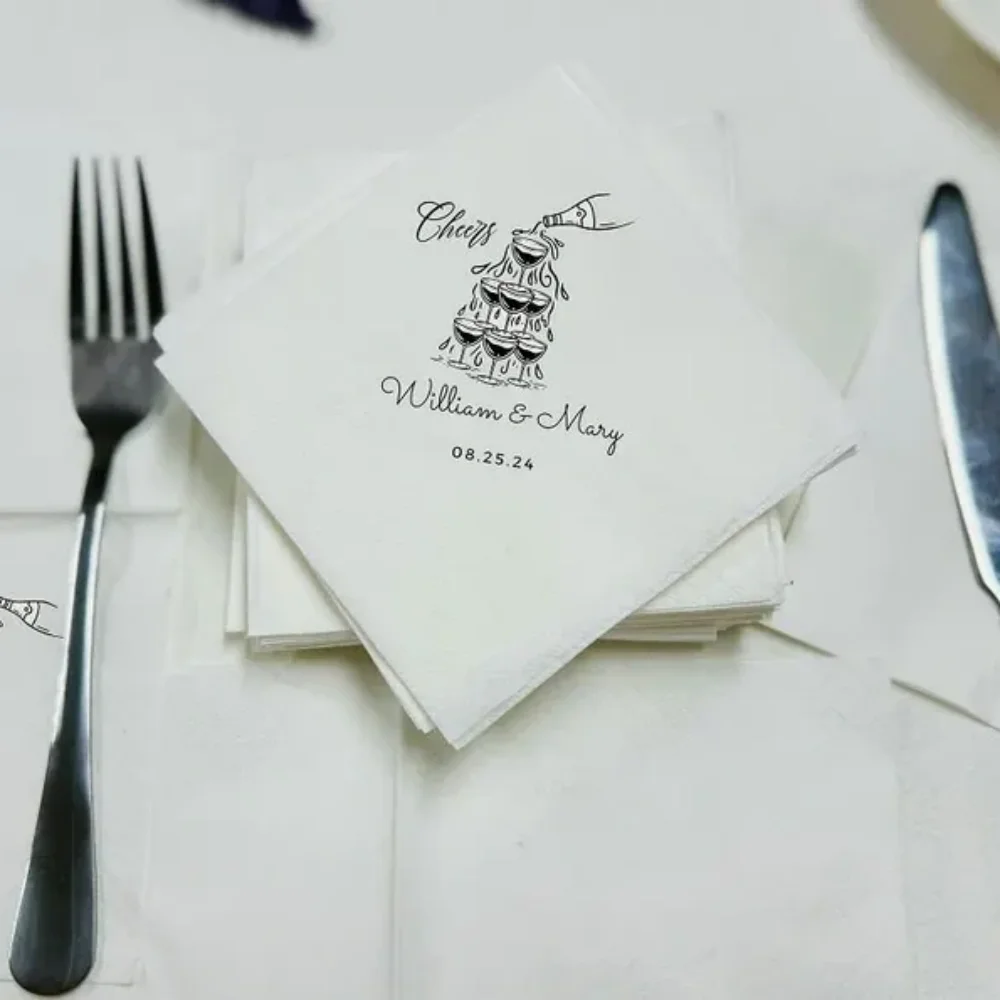 مناديل اسم مخصصة ، مناديل زفاف مخصصة ، مناديل خطوبة ، مناديل كوكتيل ، مناديل استقبال الزفاف ، عشاء بروفة