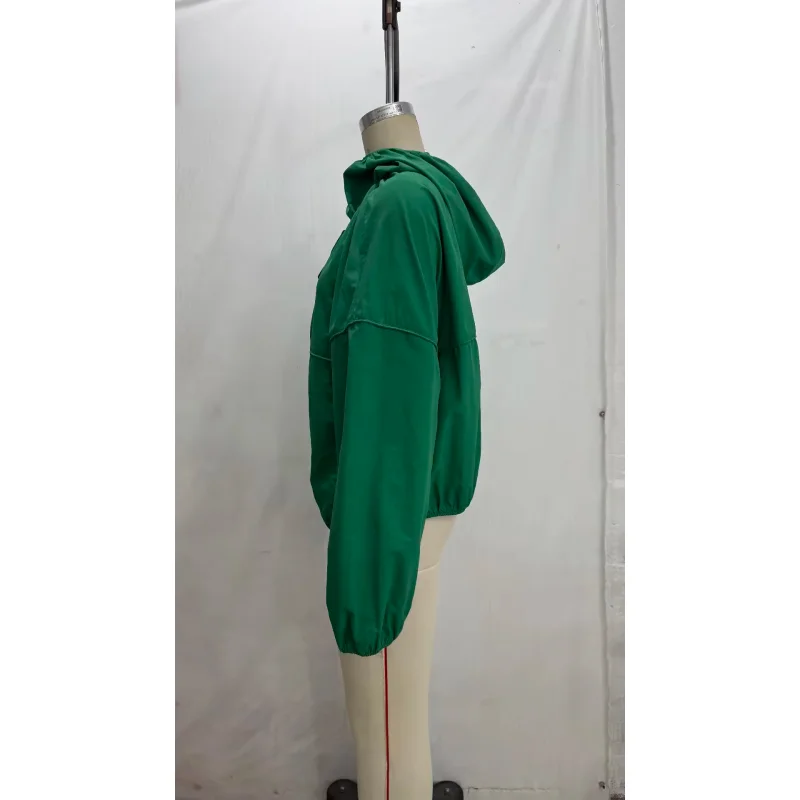 2026 Damen Langarm-Oberbekleidung mit Hohem Kragen und Verstellbarem Kordelzug Frühling Herbst Neuer Stil Damen-Kapuzenjacke Locker Geschnitten – Detail 14