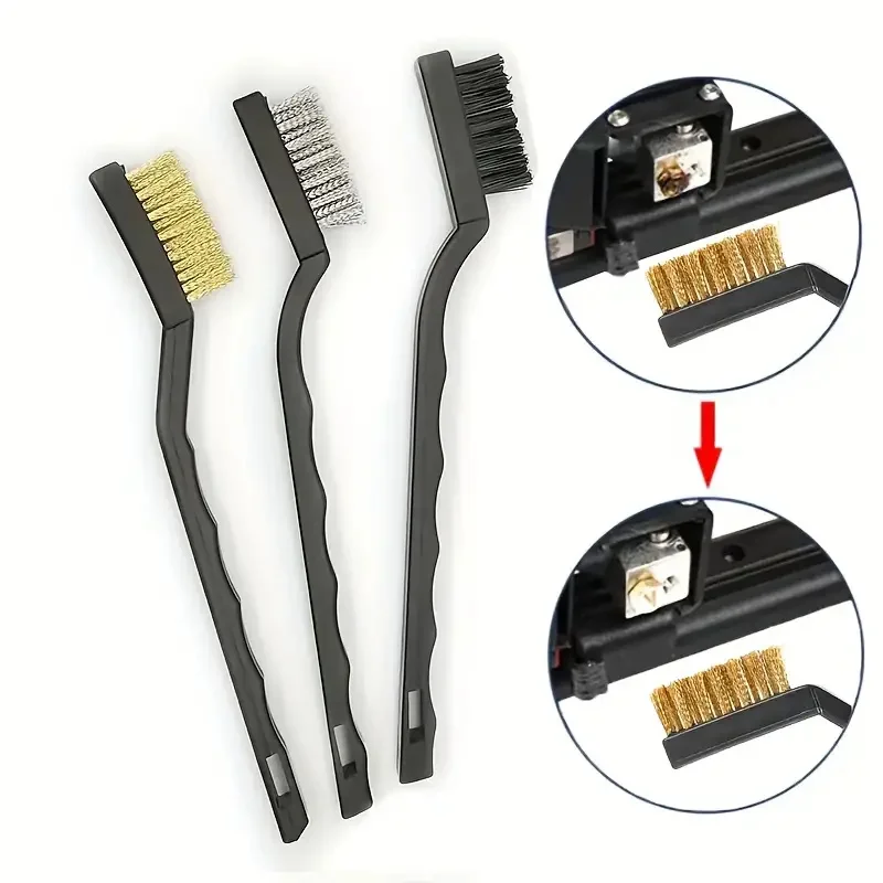 15pcs Wire Brush Set (Stainless Steel+Brass+Nylon) Curved Handle Brush Set For Cleaning, Welding Slag & Rust Removal image 4