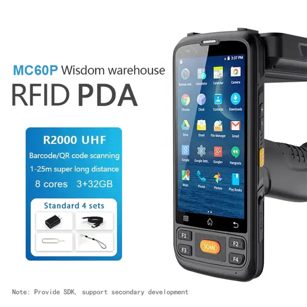 Lector de RFID de largo alcance, PDA de mano resistente Industrial, sistema operativo Android 12,0, UHF, 902-928Mhz, 865-868Mhz, UHF