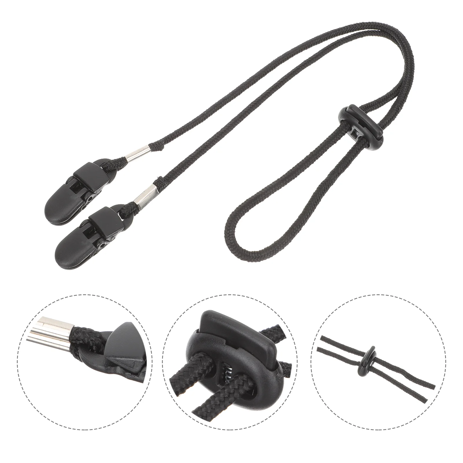 2 Pcs Caps Windproof Rope Buckle Hat Clip for Travel Strap Hood Magnetic Clips Retainer Black