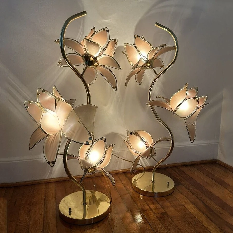 Hot-selling lotus desk lamp floor lamp glass flower living room bedroom lamp