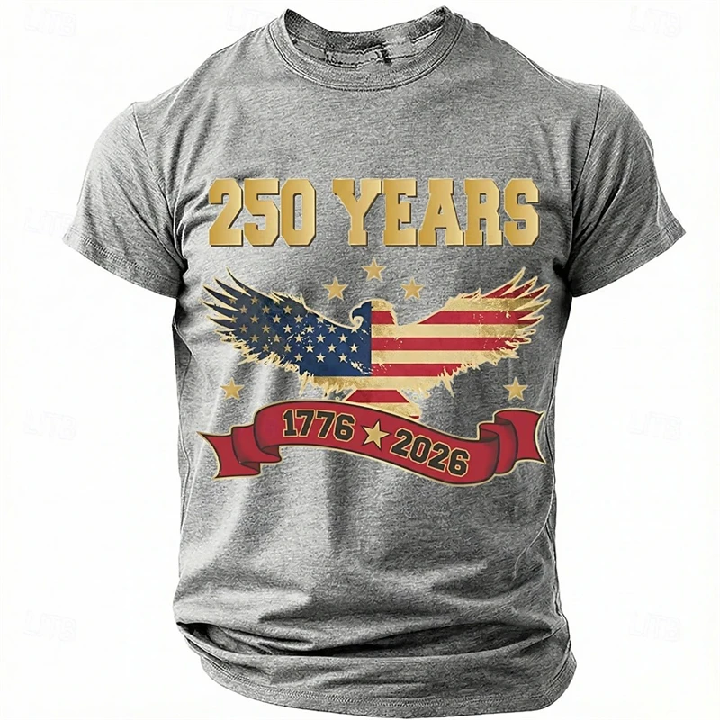 250th Anniversary Of USA Vintage Print Holiday T-shirt Retro Flag Eagle Streetwear T Shirts Simple Causal Loose Fashion Tee Top