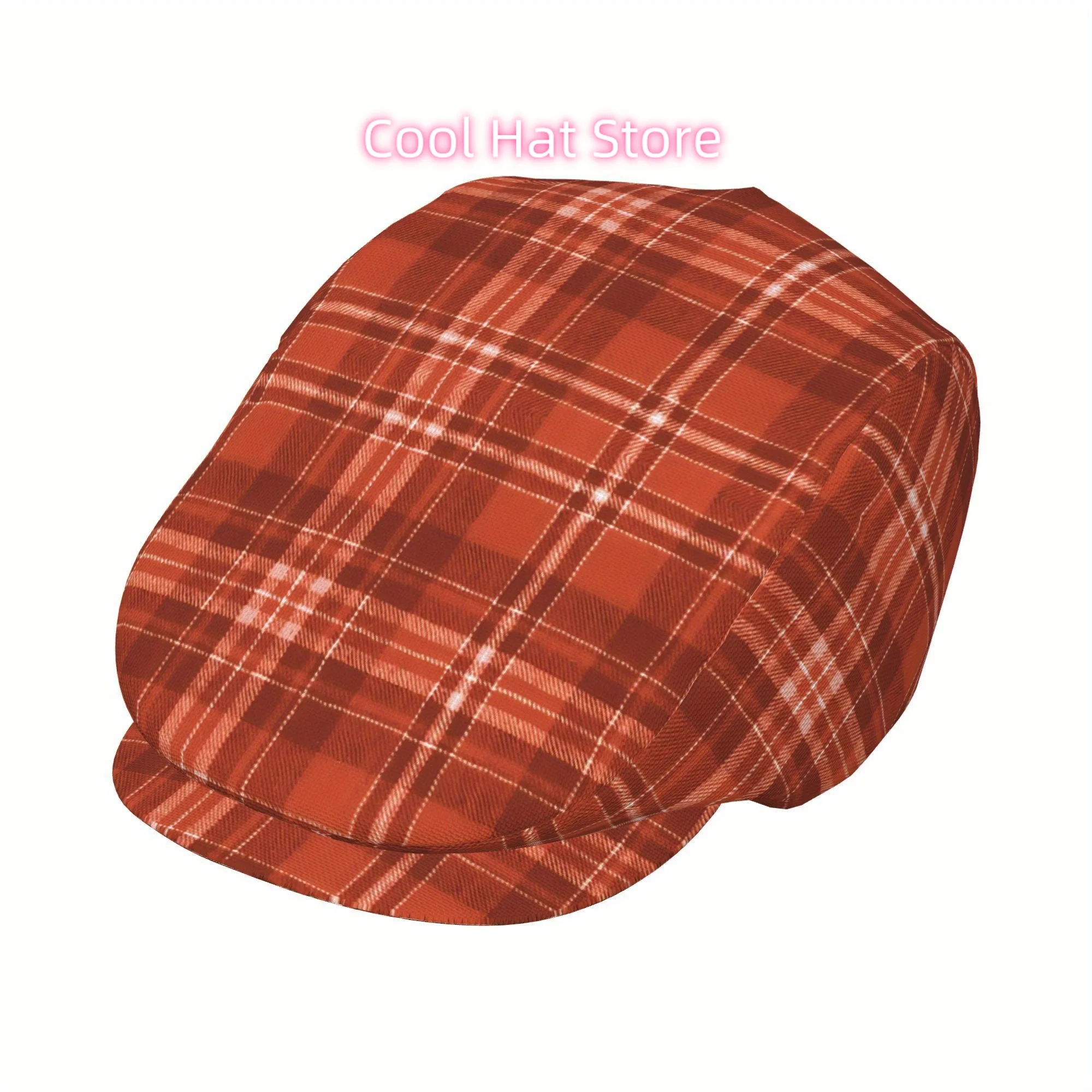 1pc Men' & Women' Retro Terracotta Check Flat Cap - Adjustable Newsboy Beret Ivy Cabbie Hat, Irish Style for Christmas, Graduati