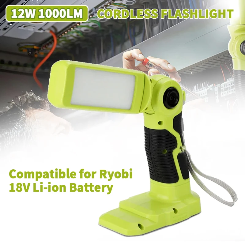 Cordless Flashlight for Ryobi 18V Li-ion Battery LED Work Light Hand Work Light Spotlight Outdoor Lamp Desk Lamp with USB