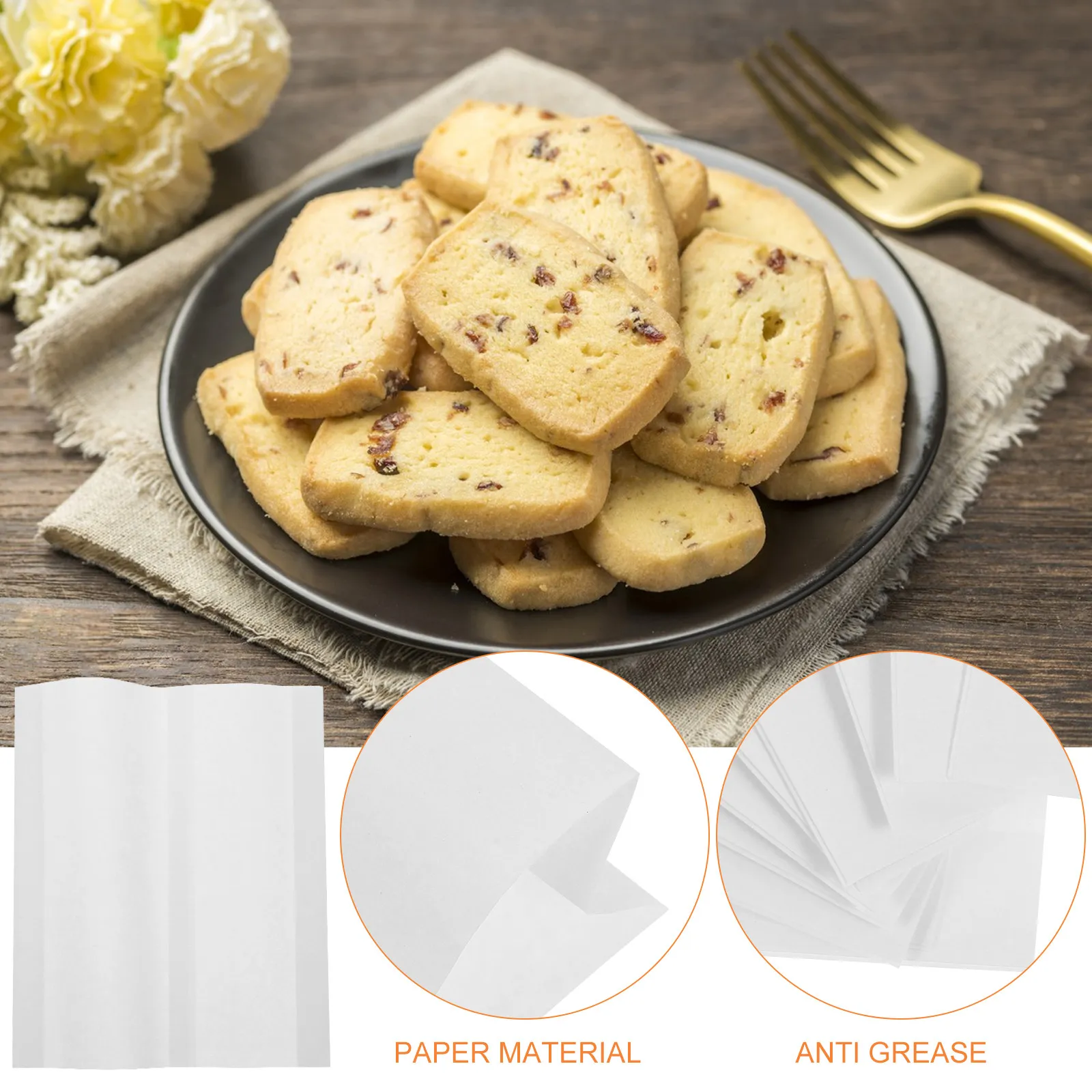100 pcs Boxes Food Paper Halloween Christmas New Year Food Bags Paper Food Paper Bags Bakery Paper Bag Bakery Bags Paper Grease
