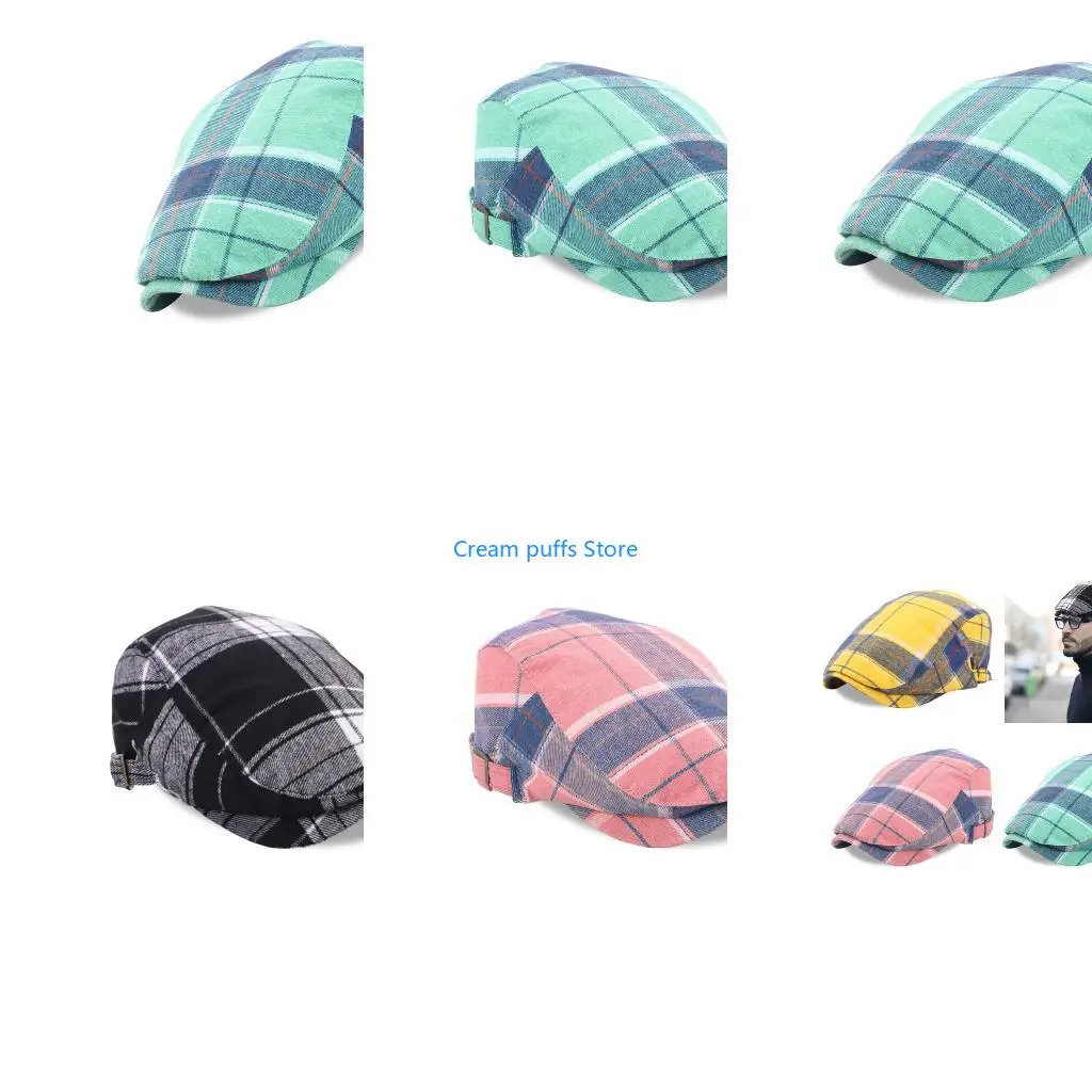 50LE Neutral Checkered Vintage Cotton Hat For Men Women DifferentOccasion