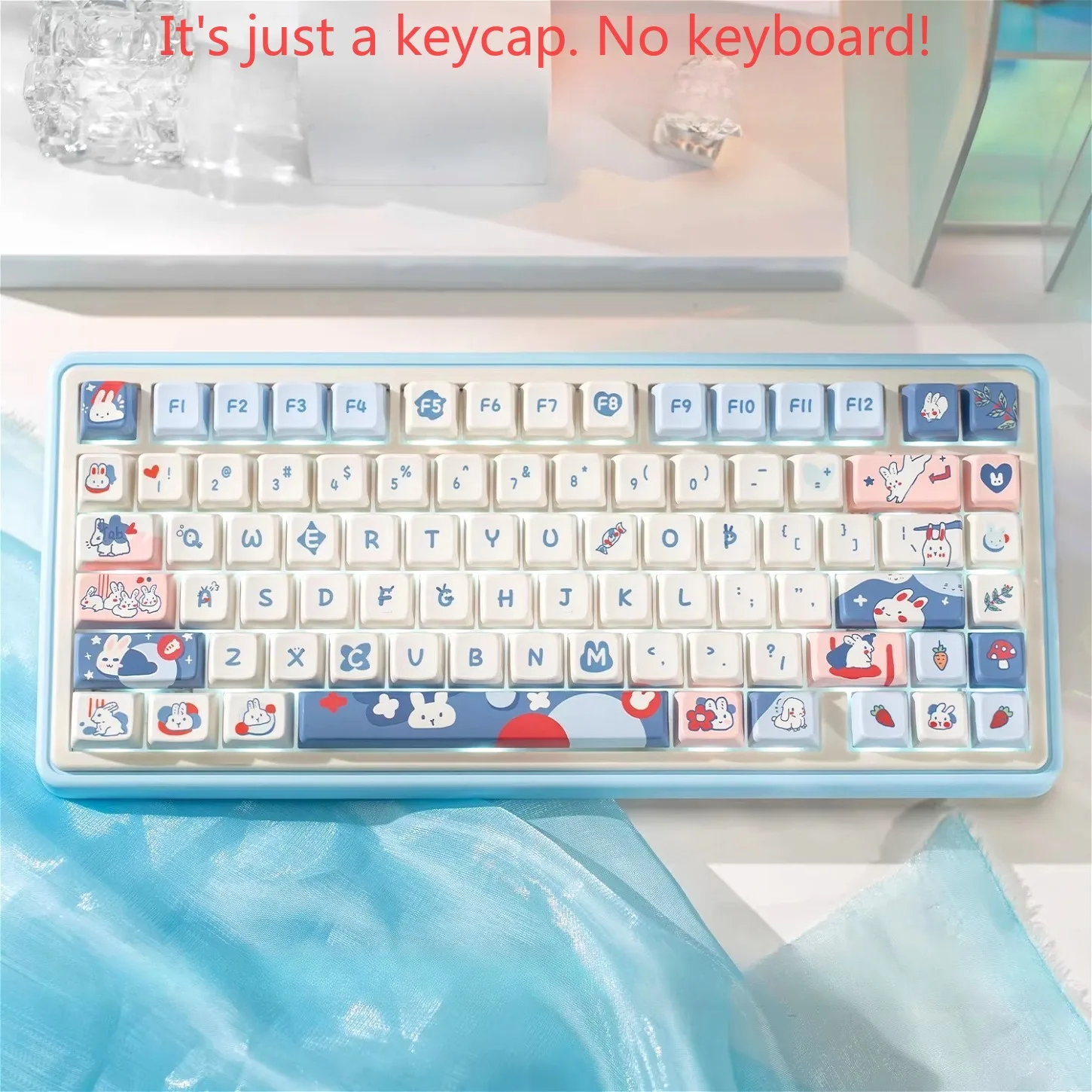 Blue Rabbit Themed MDA Keychain Kit PBT 149 Keys Suitable for 68/75/84/87/98/108 Personalized Mechanical Keyboard