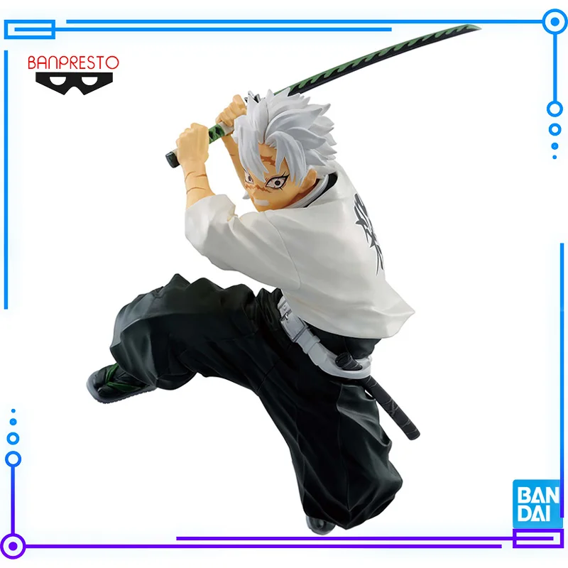 Bandai Original Genuine Banpresto Anime Demon Slayer Vibration Stars Shinazugawa Sanemi 14cm Collections Model Toy Figures Gift