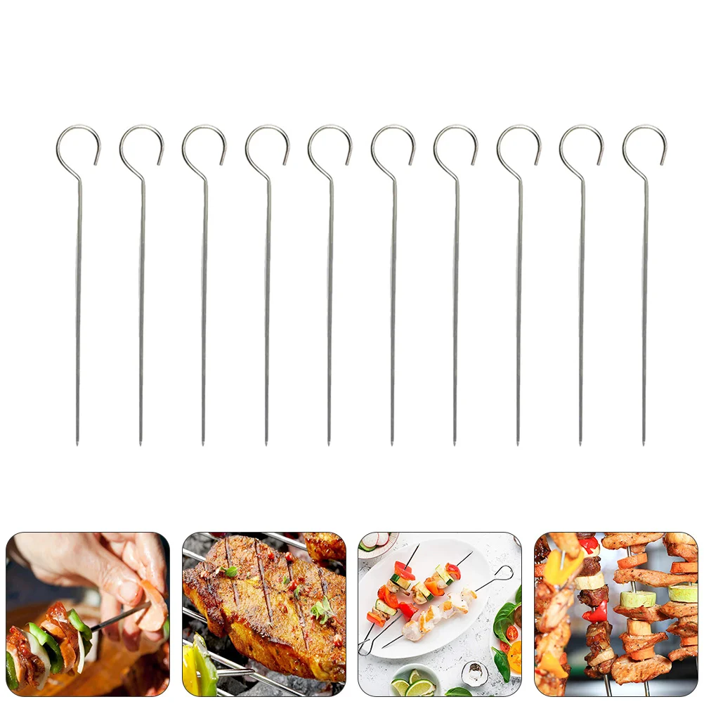 

20 Pcs Stainless Steel Goose Tail Needle Reusable BBQ Skewers Barbecue Sticks Grilling Kabob Meat Air Fryer Metal