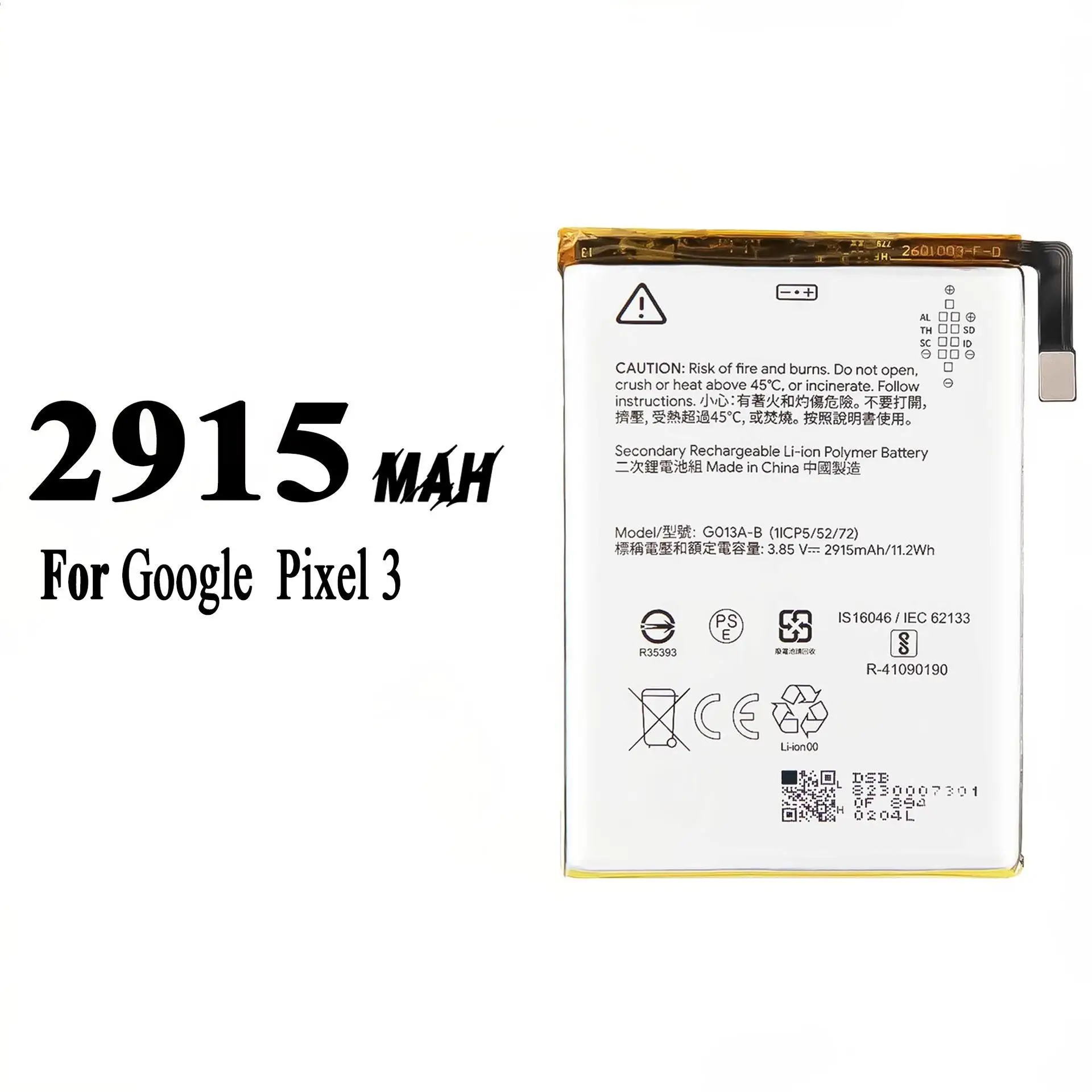 G013A-B 2915mAh 3.8V Mobile Phone Batteries for Google Pixel 3  Pixel3 Replacement Lithium Battery +Tools