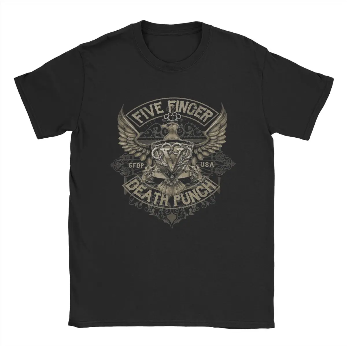 Men's 5FDP Five Finger Death Punch T Shirt Pure Cotton Clothes Funny Short Sleeve Round Neck Tee Shirt Unique T-Shirts