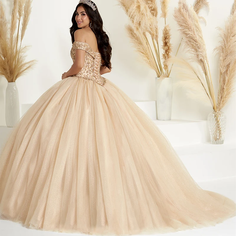 Vestido De quinceañera sin hombros con cuentas para mujer, Vestidos De Quinceañera De 15 Años con capas, vestido De baile De cristal para cumpleaños