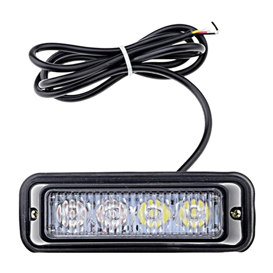 12V 4LED Car Side Light 4LED Strobe Light Medium Net Light High Power Car Modified LED Light(Yellow Light)