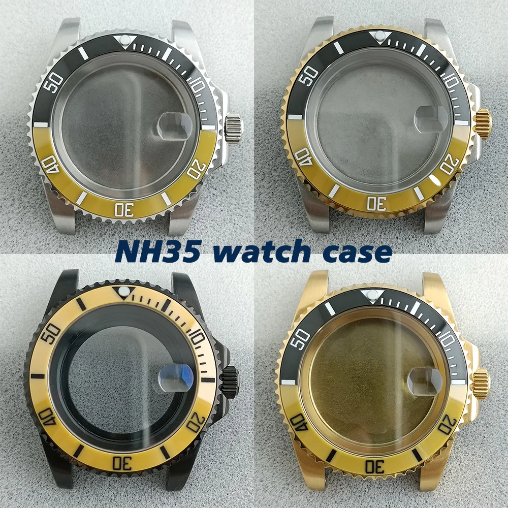 

40.5mm Sapphire Glass NH35 Case 20mm Stainless Steel Strap NH34NH35 Case Strap Ceramic Bezel Men's Watch Accessories