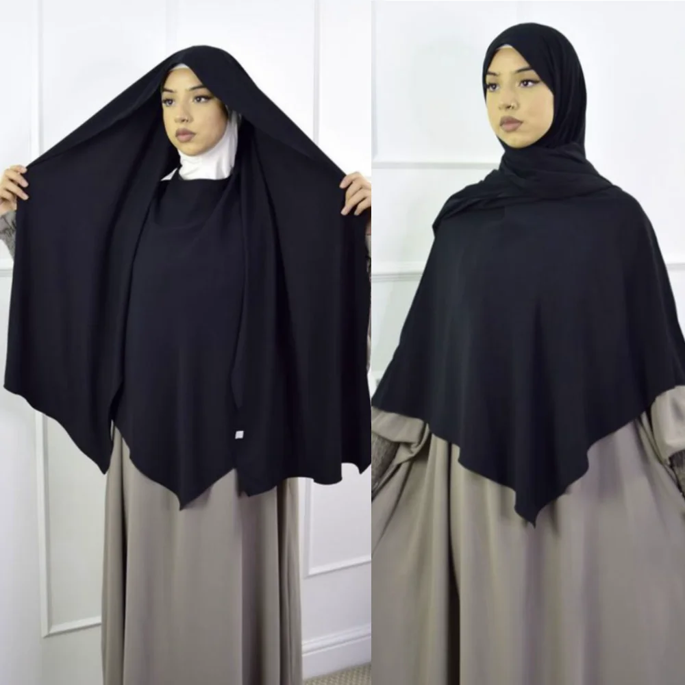 

New Khimar Islamic Clothing Hijabs Musulman Prayer Garment Wholesale Ramdan Eid Muslim Long Hijab Headcarf Women Black abaya