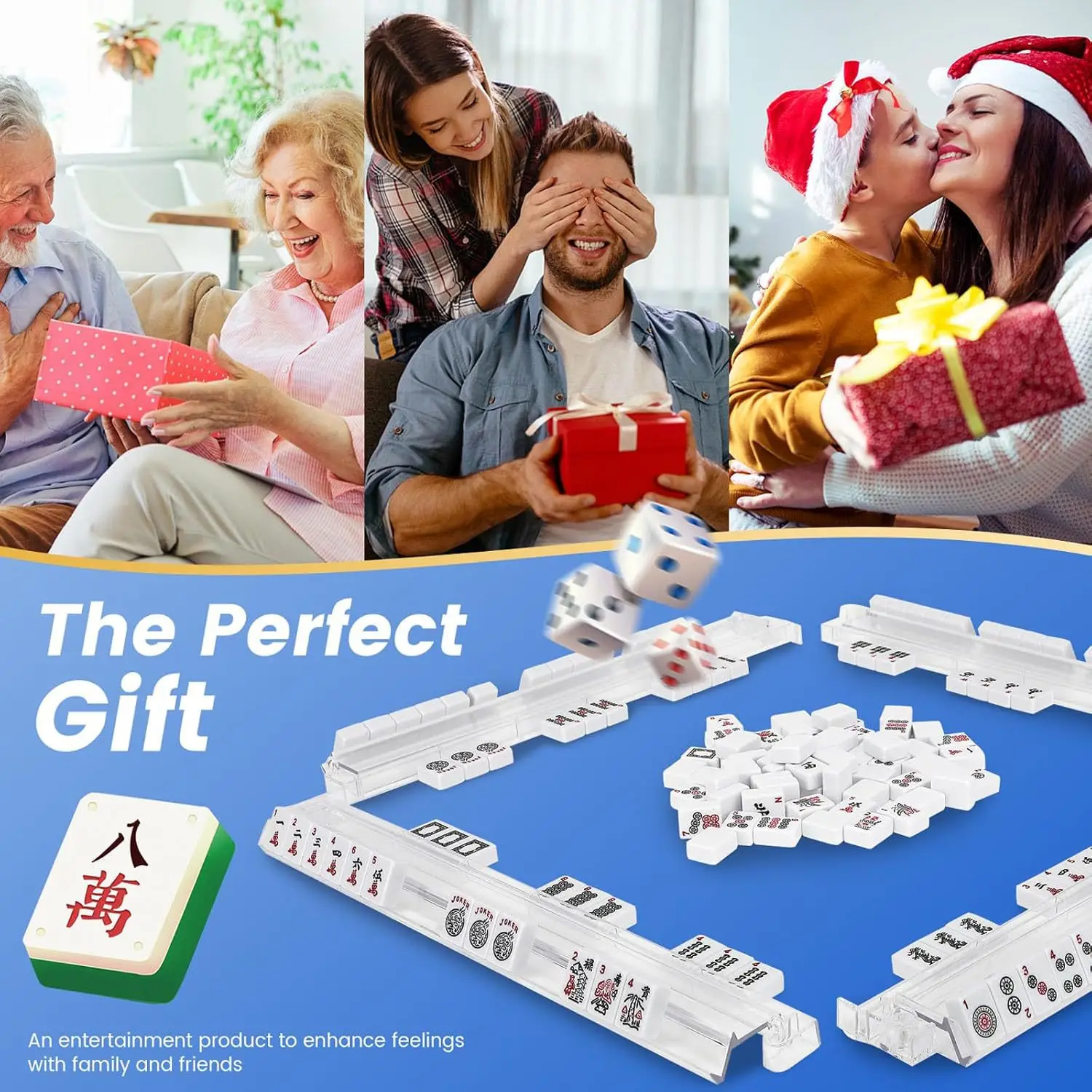 

Mahjong Rack with Pushers,Clear Acrylic American Majiang Tile Rack,Imports Modern Mahjong Rack with Built-in Pushers