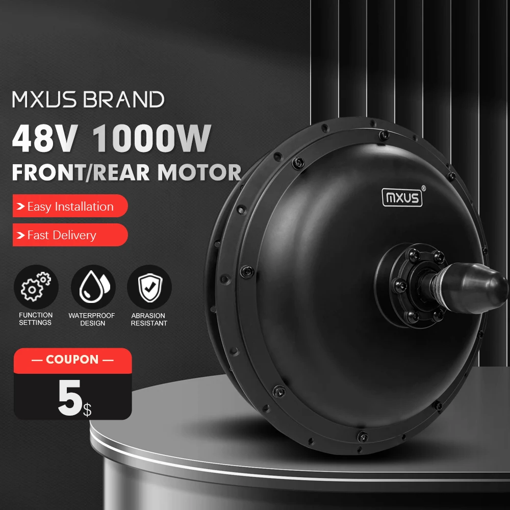 MXUS Ebike Motor 48V 1000W 3.0 Tyre  Front/Rear Brushless Gearless Hub Motor Wheel for Electric bike Conversion Kit and Scooter