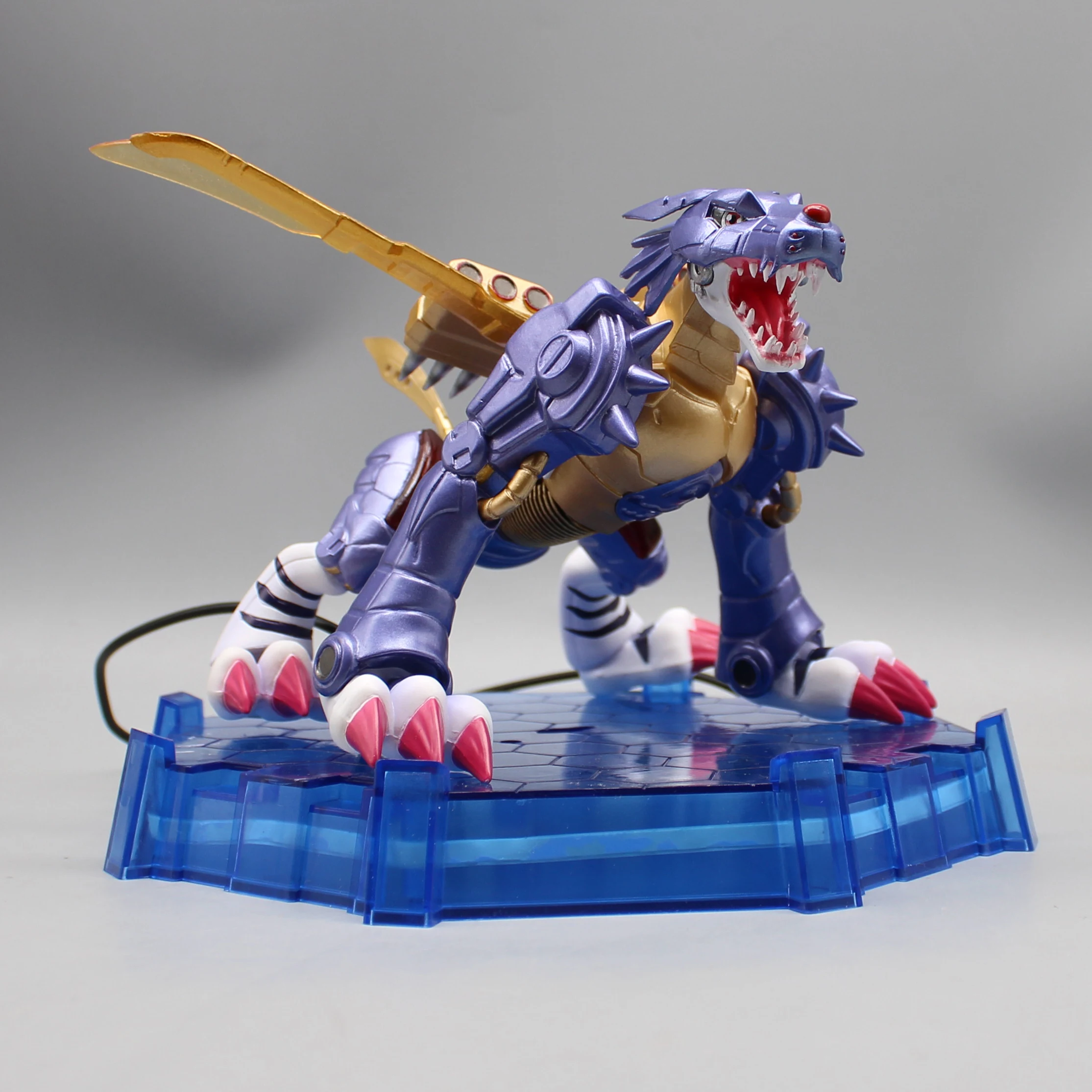 Digimon Adventure Anime Figure Metal Garurumon Action Figure 14cm Glowing Children Toys Digimon Room Decoration Birthday Gift