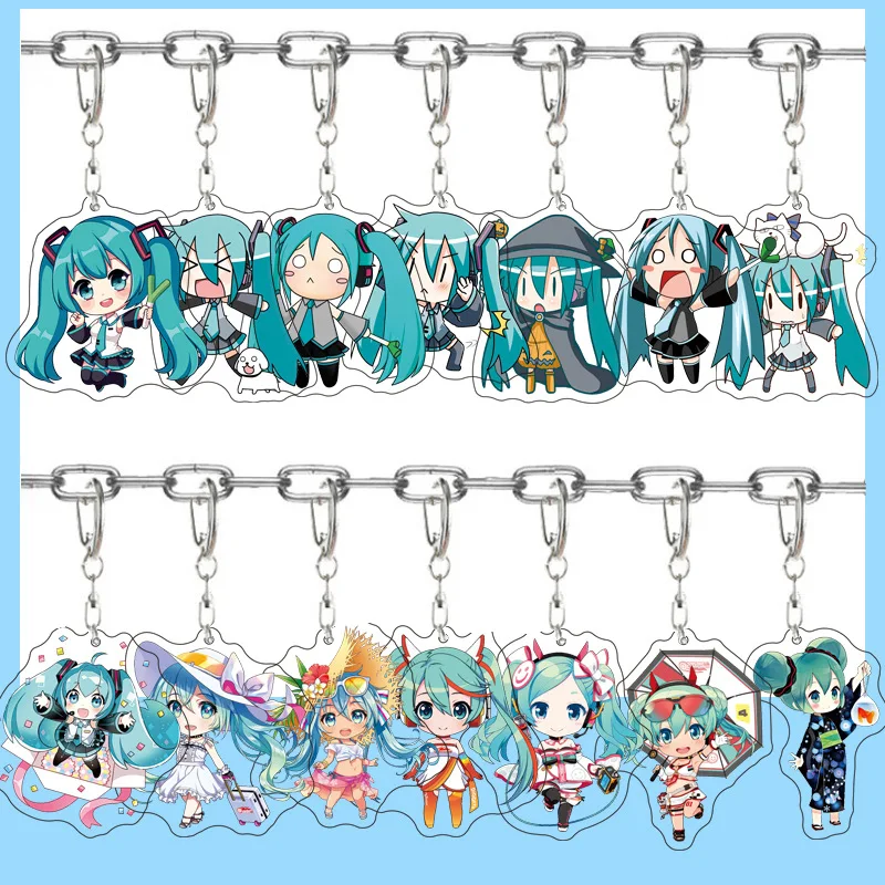 Hatsune Miku Anime Acrylic Cute Figure Bag Charms Key Ring Keychain Pendant Car Friends Couple Jewelry Gift Fashion Cartoon